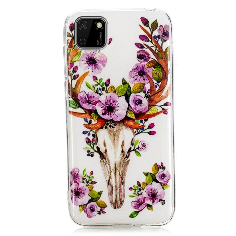 Hoesje Huawei Y5p Eland Met Fluorescerende Bloemen