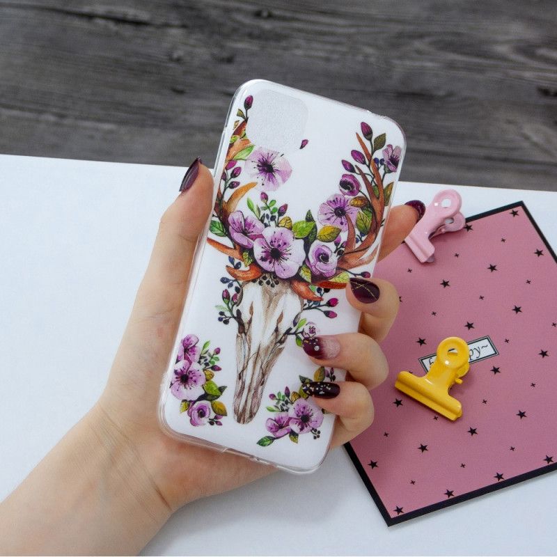 Hoesje Huawei Y5p Eland Met Fluorescerende Bloemen