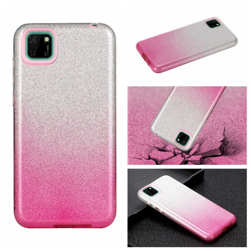 Hoesje Huawei Y5p Magenta Zwart Glitterverloop