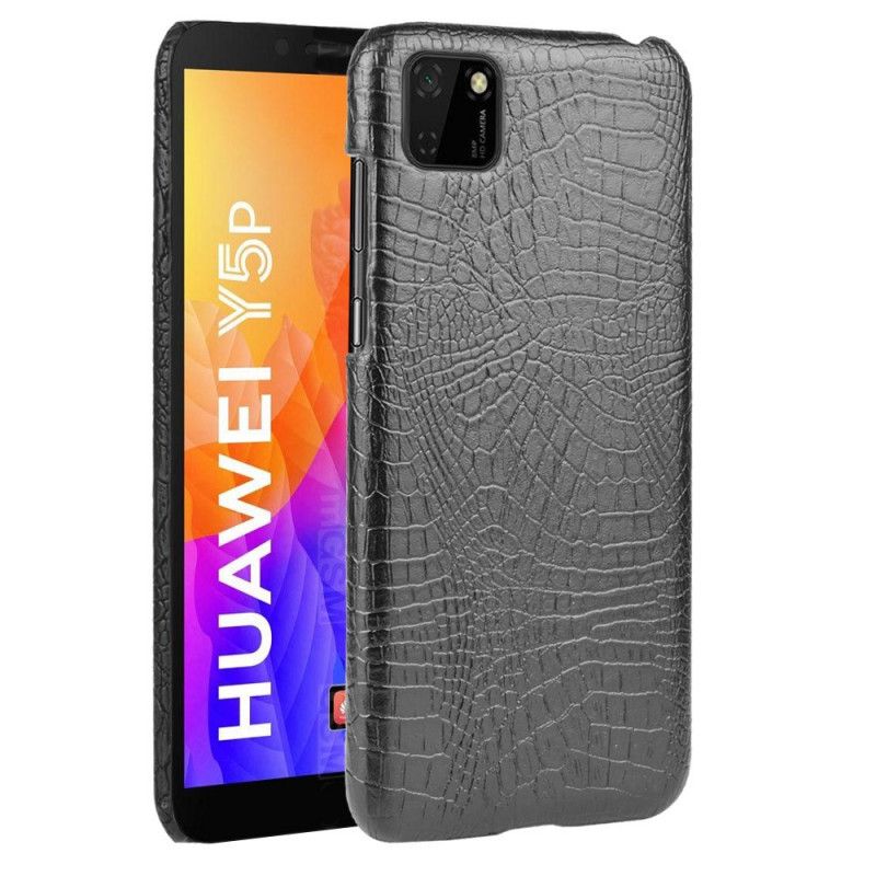 Hoesje Huawei Y5p Wit Zwart Krokodillenhuideffect