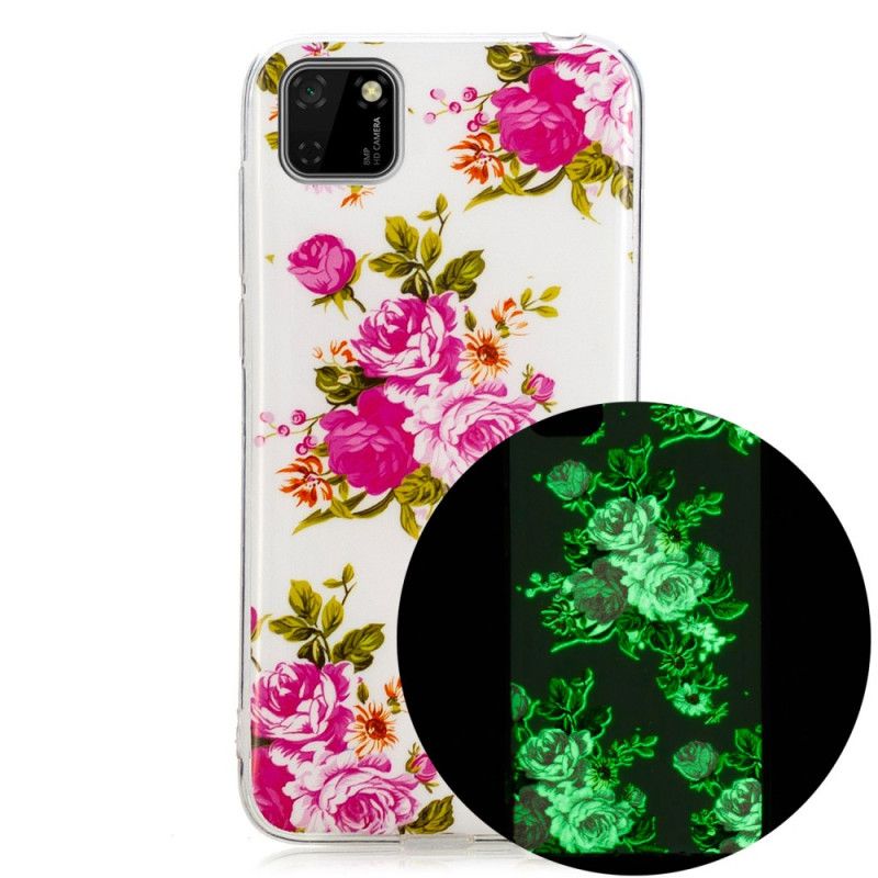 Hoesje voor Huawei Y5p Fluorescerende Vrijheidsbloemen