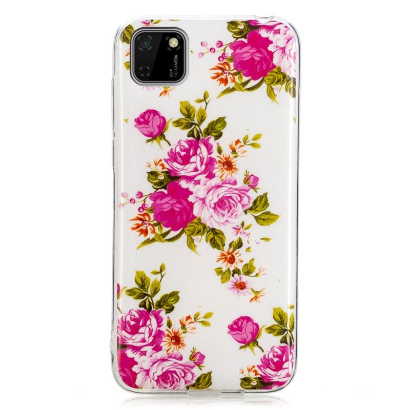 Hoesje voor Huawei Y5p Fluorescerende Vrijheidsbloemen