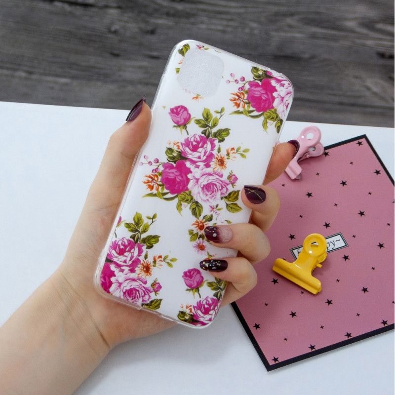 Hoesje voor Huawei Y5p Fluorescerende Vrijheidsbloemen