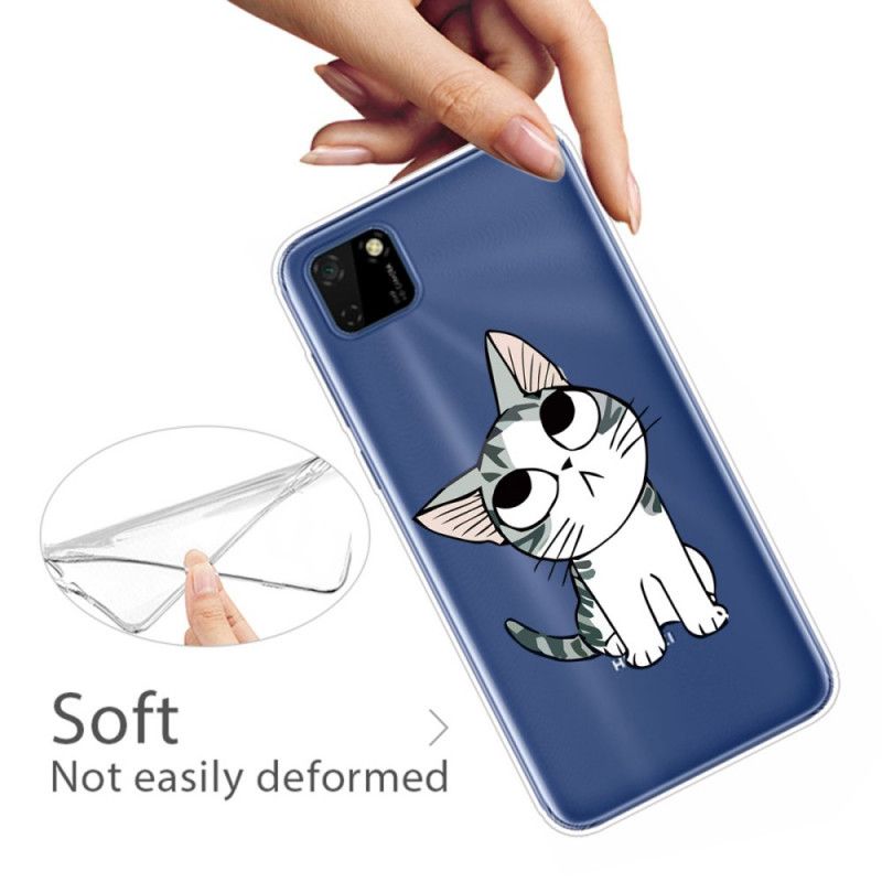 Hoesje voor Huawei Y5p Wit Zwart Let Op De Katten