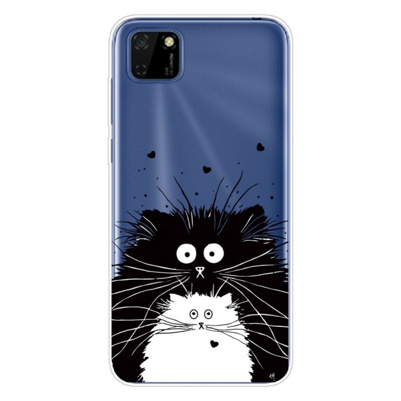 Hoesje voor Huawei Y5p Wit Zwart Let Op De Katten