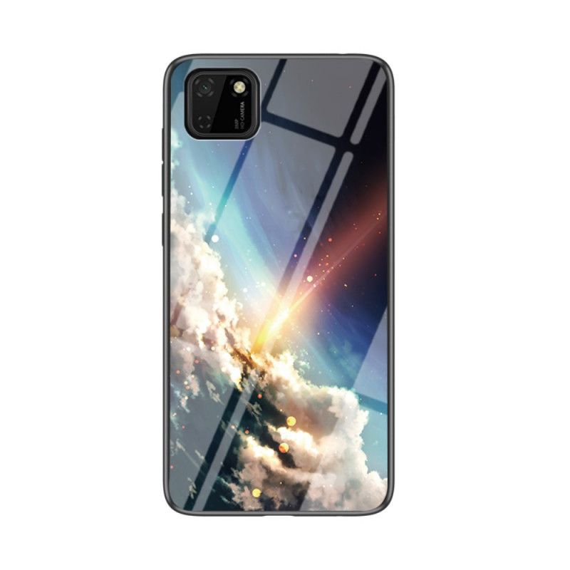 Hoesje voor Huawei Y5p Wit Zwart Premium Kleuren Gehard Glas