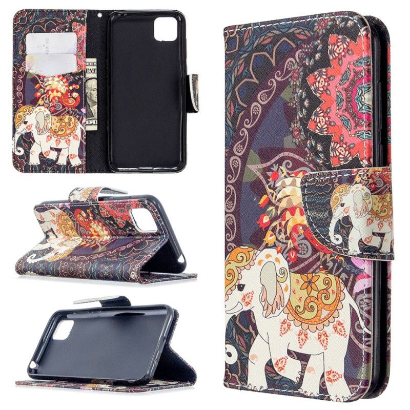 Leren Hoesje Huawei Y5p Etnische Olifantenmandala