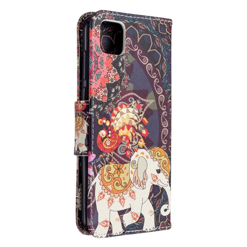 Leren Hoesje Huawei Y5p Etnische Olifantenmandala