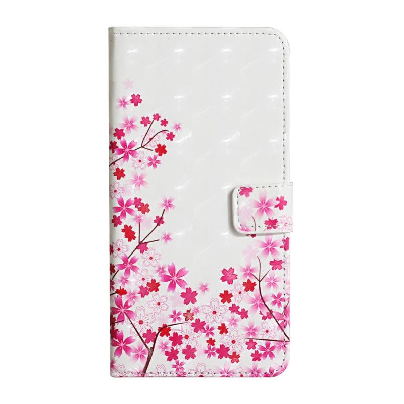 Leren Hoesje Huawei Y5p Magenta Wit Roze Plant