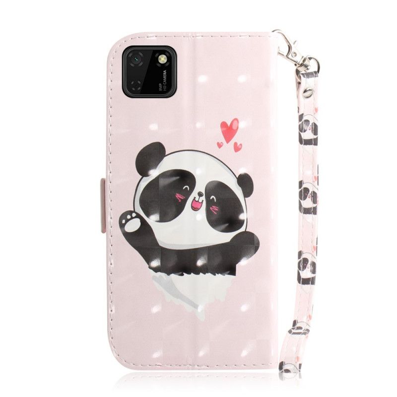 Leren Hoesje Huawei Y5p Panda Love Met String