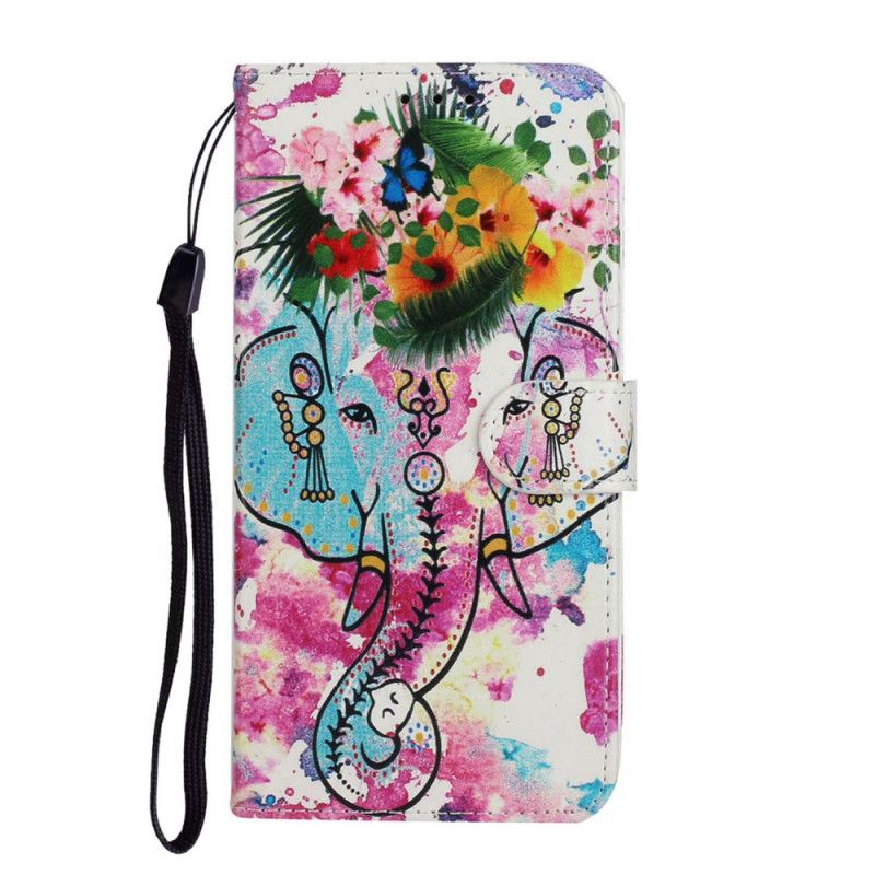 Leren Hoesje Huawei Y5p Telefoonhoesje Olifanten Schilderij