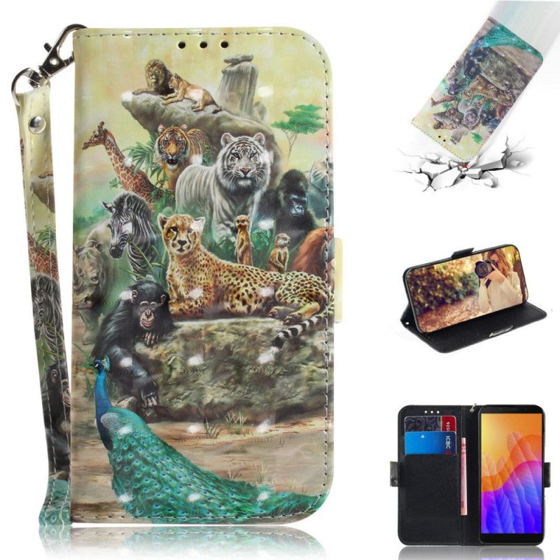 Leren Hoesje Huawei Y5p Telefoonhoesje String Safari Dieren