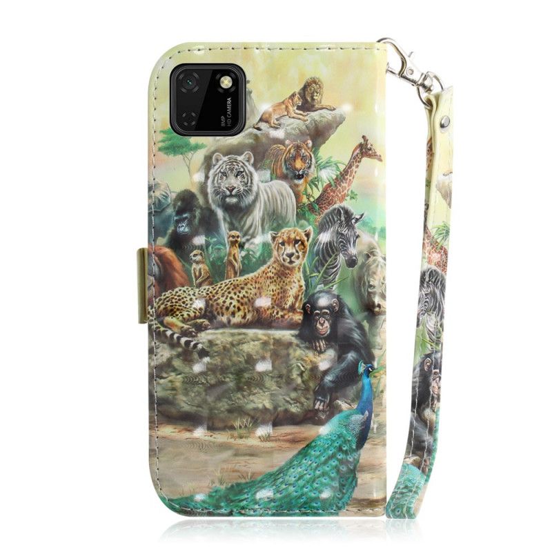 Leren Hoesje Huawei Y5p Telefoonhoesje String Safari Dieren