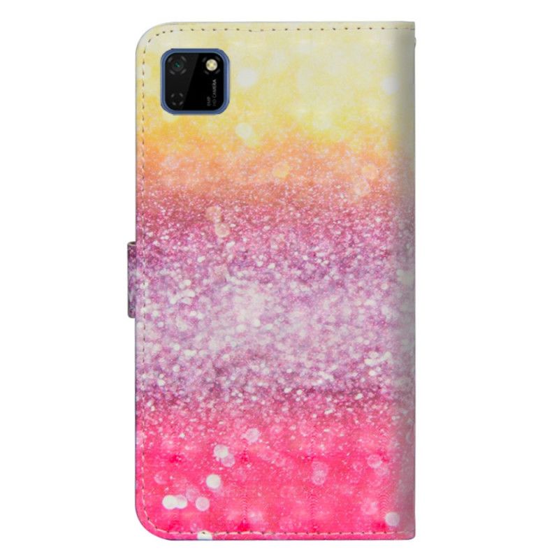 Leren Hoesje Huawei Y5p Verloop Magenta Glitter