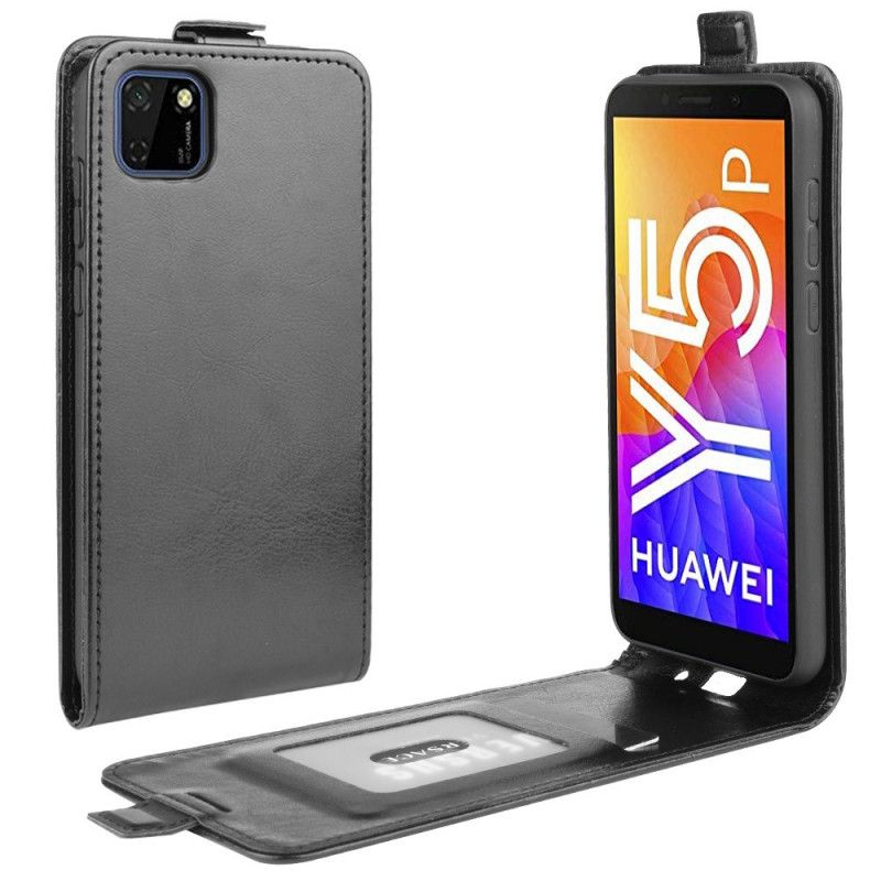 Leren Hoesje Huawei Y5p Wit Zwart Opvouwbaar