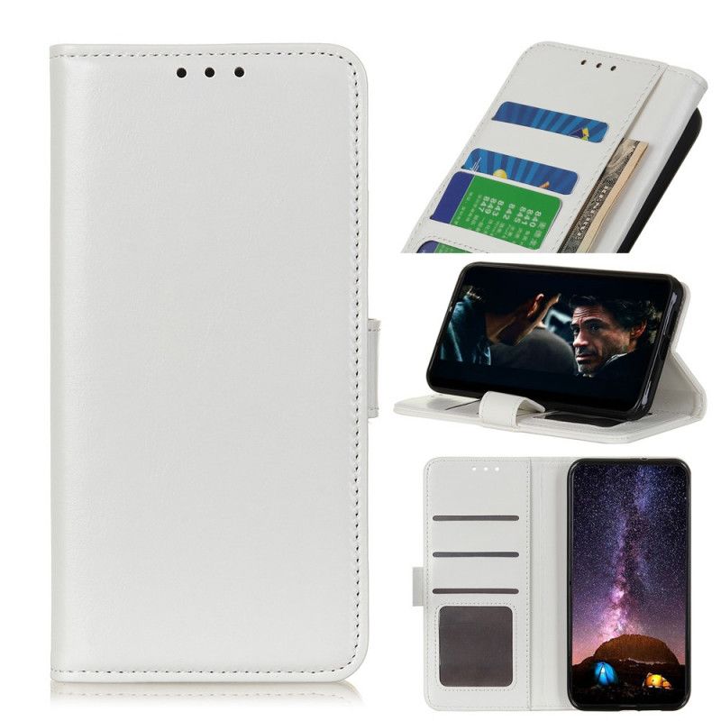 Leren Hoesje Huawei Y5p Wit Zwart Telefoonhoesje Finesse Kunstleer