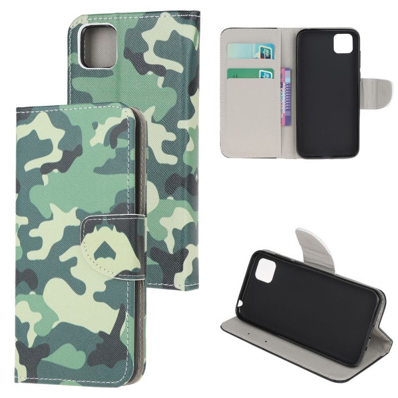 Leren Hoesje voor Huawei Y5p Militaire Camouflage