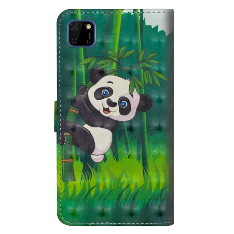 Leren Hoesje voor Huawei Y5p Panda En Bamboe