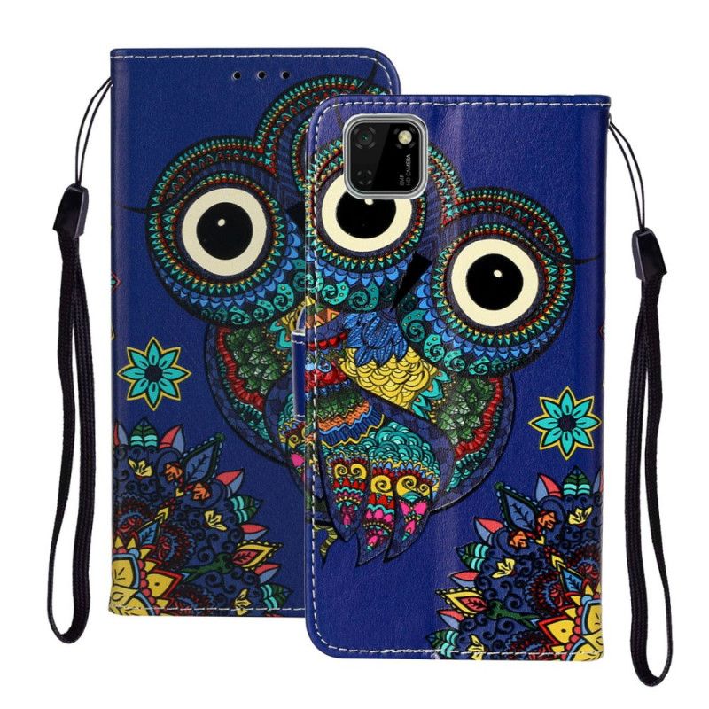 Leren Hoesje voor Huawei Y5p Uil In Mandala