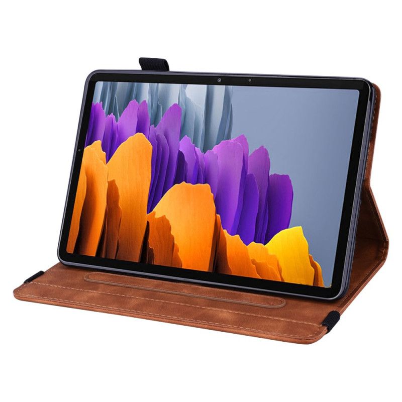 Cover Voor Samsung Galaxy Tab S9 Fe Bloemenpatroon En Stylushouderriem