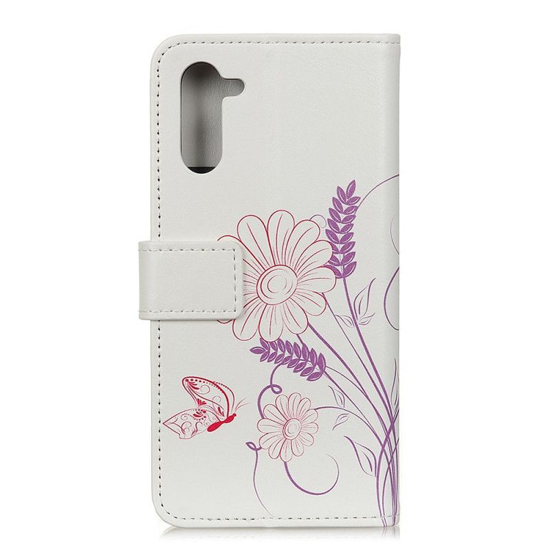 Bescherming Hoesje OnePlus Nord Telefoonhoesje Vlinders En Bloemen Tekenen