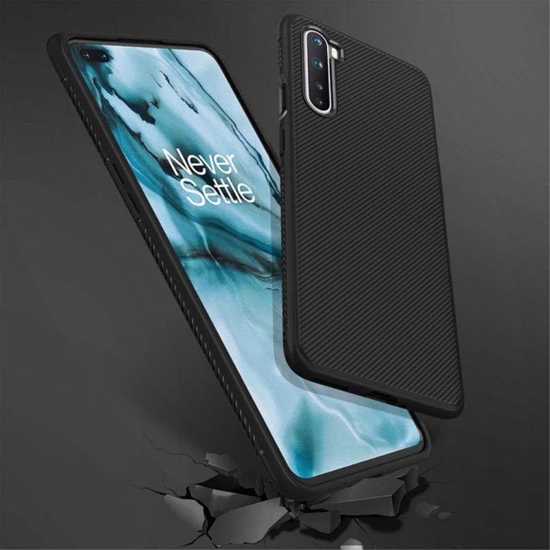 Case Hoesje OnePlus Nord Donkerblauw Zwart Telefoonhoesje Keperstof Uit De Jazzserie