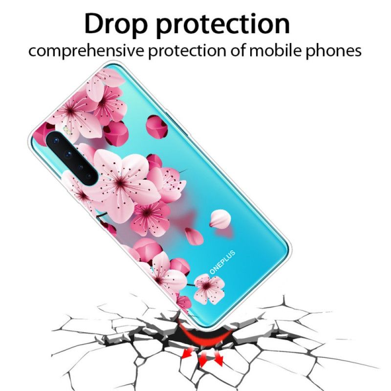 Cover Hoesje OnePlus Nord Roze Magenta Telefoonhoesje Premium Bloemen