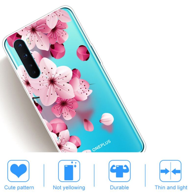 Cover Hoesje OnePlus Nord Roze Magenta Telefoonhoesje Premium Bloemen