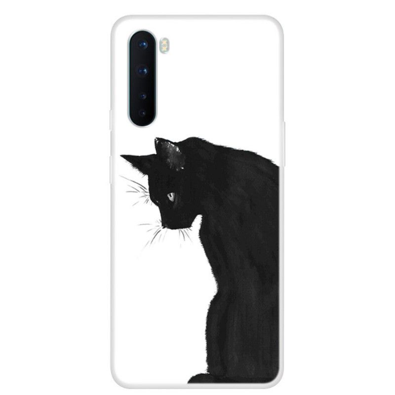 Cover Hoesje OnePlus Nord Telefoonhoesje Peinzende Zwarte Kat