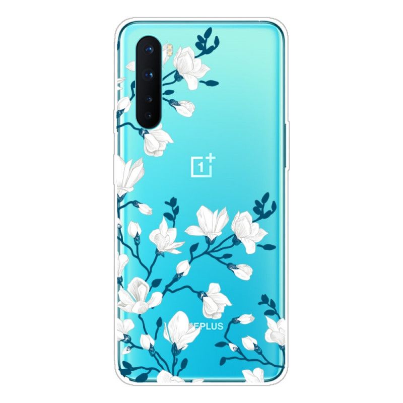 Cover Hoesje OnePlus Nord Telefoonhoesje Witte Bloemen