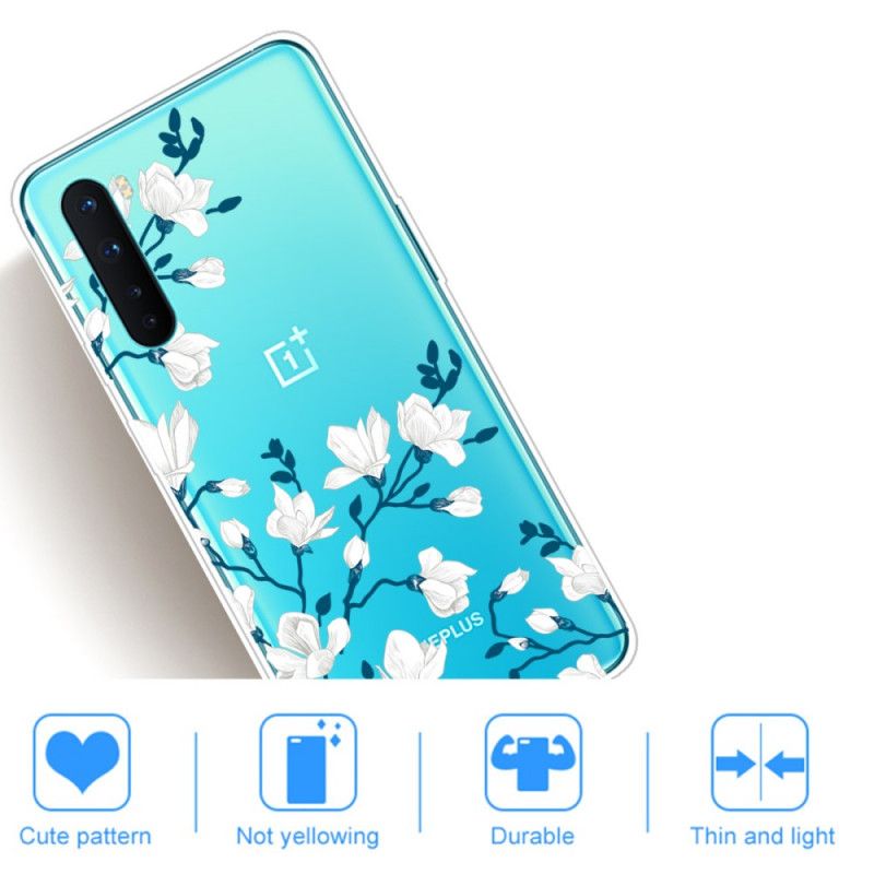 Cover Hoesje OnePlus Nord Telefoonhoesje Witte Bloemen