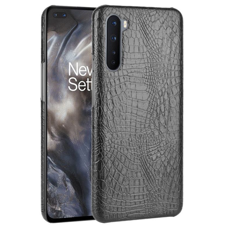 Hoesje OnePlus Nord Wit Zwart Krokodillenhuideffect