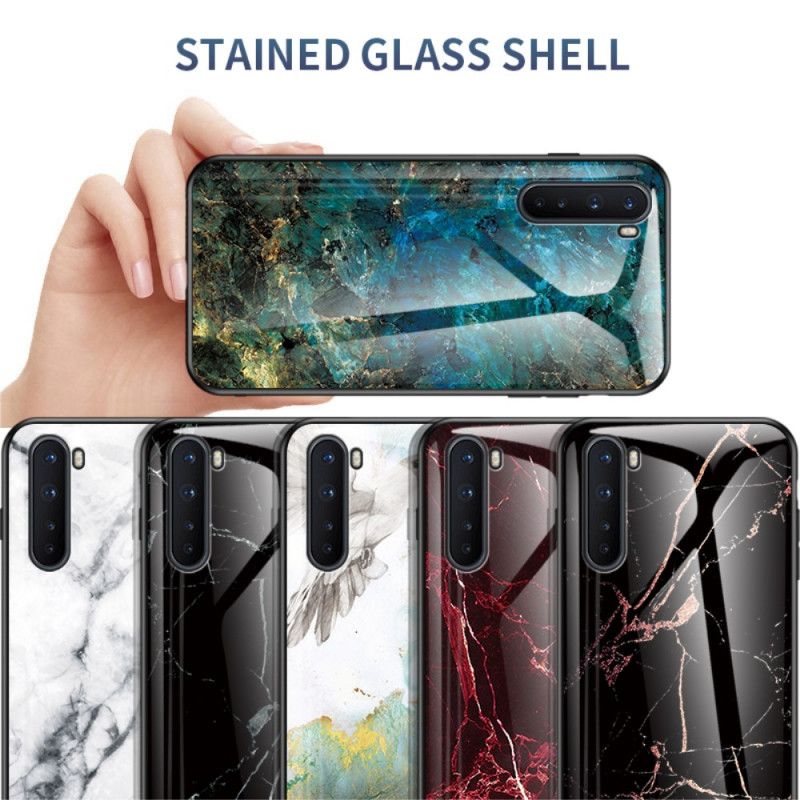 Hoesje OnePlus Nord Wit Zwart Premumkleuren Van Gehard Glas