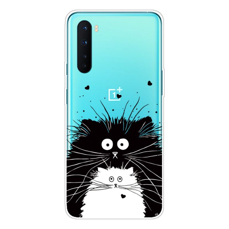 Hoesje voor OnePlus Nord Wit Zwart Let Op De Katten