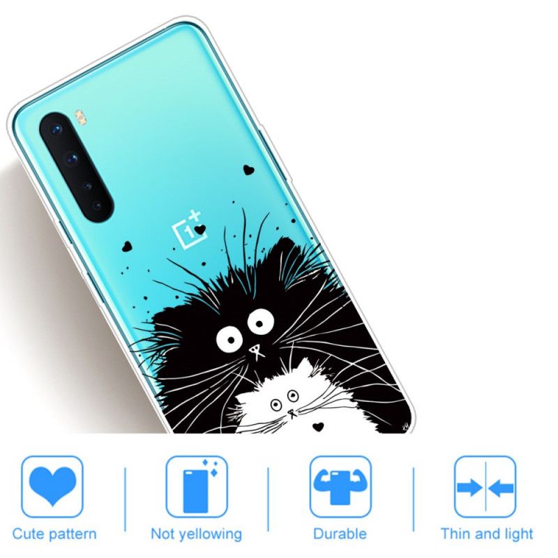 Hoesje voor OnePlus Nord Wit Zwart Let Op De Katten