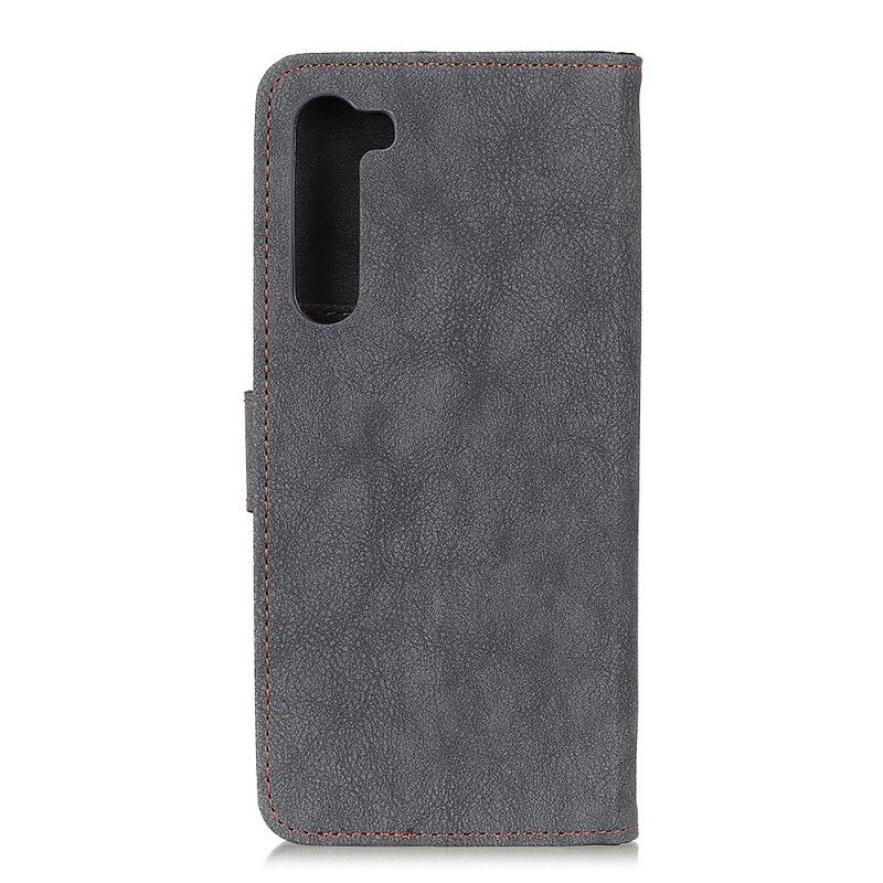 Leren Hoesje OnePlus Nord Geel Zwart Retro Khazneh Splitleer