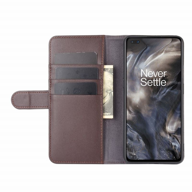 Leren Hoesje voor OnePlus Nord Bruin Zwart Echt Leer