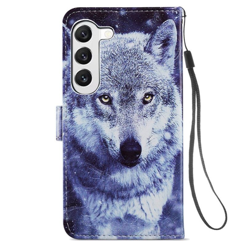 Bescherming Hoesje Samsung Galaxy S24 Plus 5g Witte Wolf Met Riem