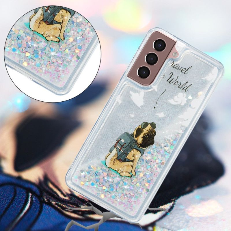 Case Hoesje Samsung Galaxy S24 Plus 5g Telefoonhoesje Vloeibare Glitterhond