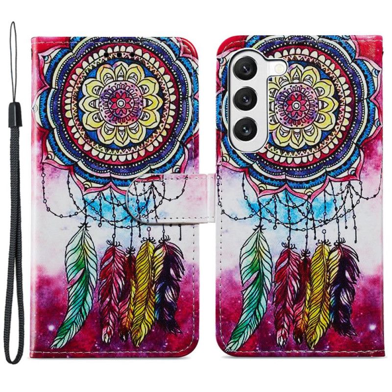 Flip Case Leren Samsung Galaxy S24 Plus 5g Artistieke Dromenvanger Met Riem