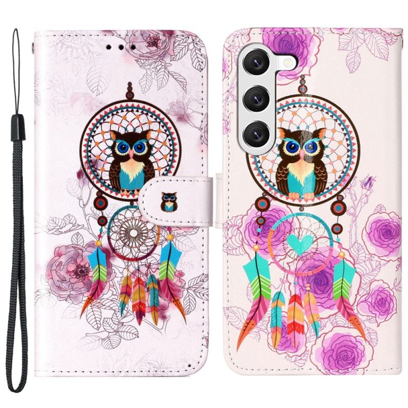 Flip Case Leren Samsung Galaxy S24 Plus 5g Dromenvanger Met Riem