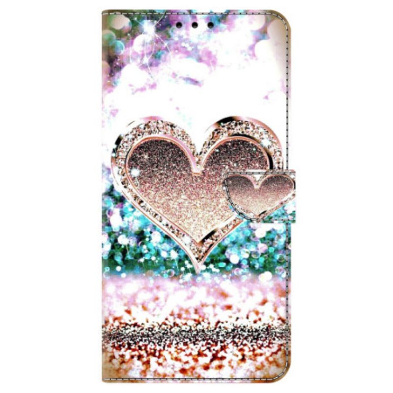 Flip Case Leren Samsung Galaxy S24 Plus 5g Roze Diamanten Hart