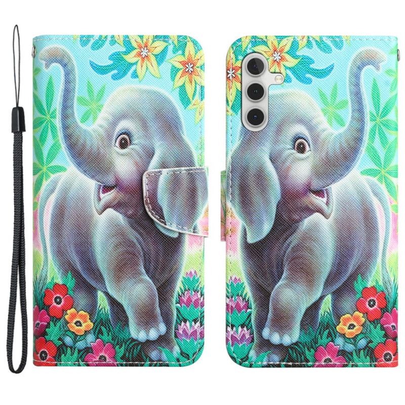 Folio-hoesje Samsung Galaxy S24 Plus 5g Olifant Met Riem