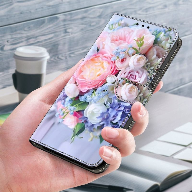 Folio-hoesje Samsung Galaxy S24 Plus 5g Telefoonhoesje Kleurrijke Bloemen