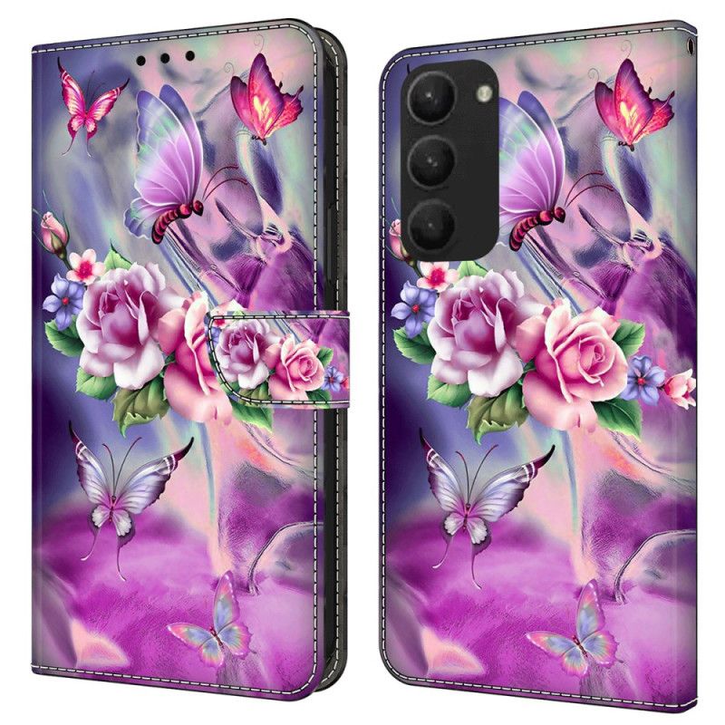 Folio-hoesje Samsung Galaxy S24 Plus 5g Vlinders En Bloemen