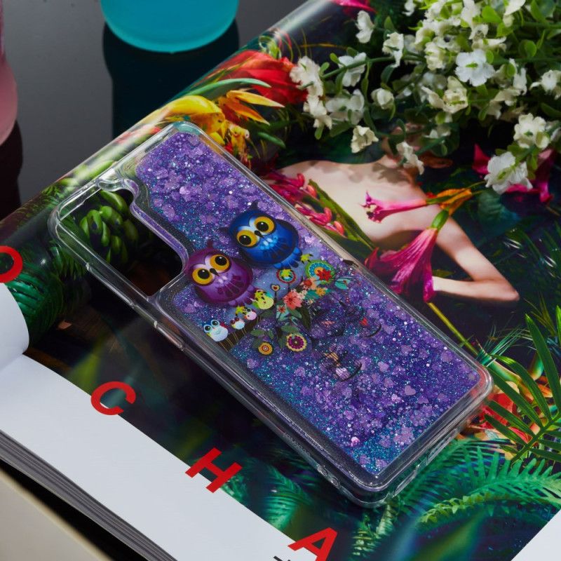 Hoesje Samsung Galaxy S24 Plus 5g Twee Uilen Vloeibare Glitters