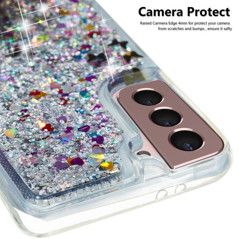 Hoesje Voor Samsung Galaxy S24 Plus 5g Paardebloem Vloeibare Glitter