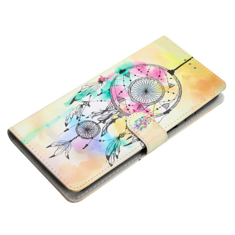 Leren Hoesje Samsung Galaxy S24 Plus 5g Aquarel Dromenvanger Met Riem