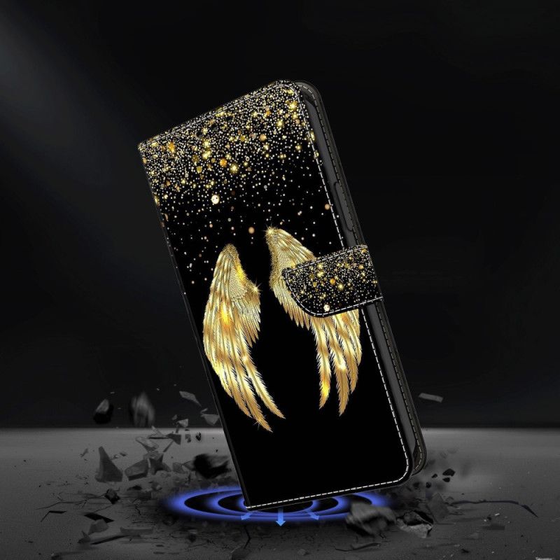 Leren Hoesje Samsung Galaxy S24 Plus 5g Gouden Vleugels Bescherming Hoesje