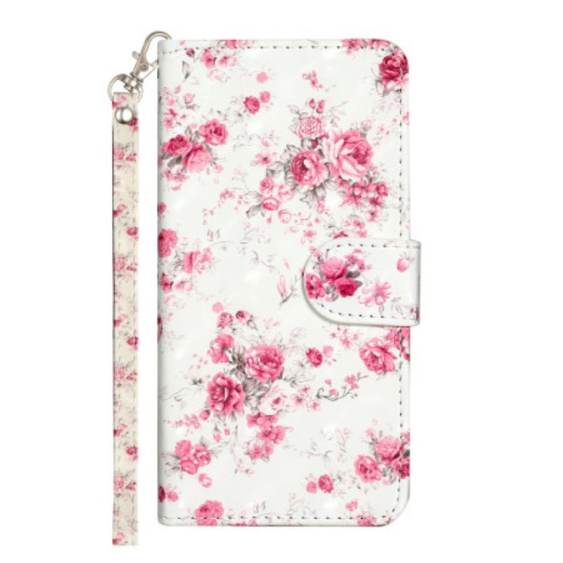 Leren Hoesje Samsung Galaxy S24 Plus 5g Liberty-bloemen Met Riem Bescherming Hoesje